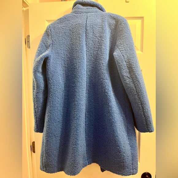 French Connection Blue Teddy Coat Medium - Picture 2 of 6